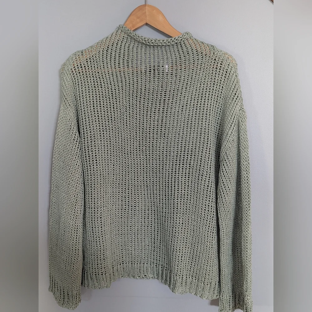 4/$10 ✨ Zara Light Green Knit Turtleneck Sweater‎ Women's Small Crochet Layers - Picture 5 of 7